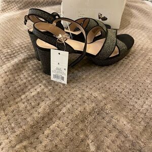 A New Day Glittering Black and Gold Heels